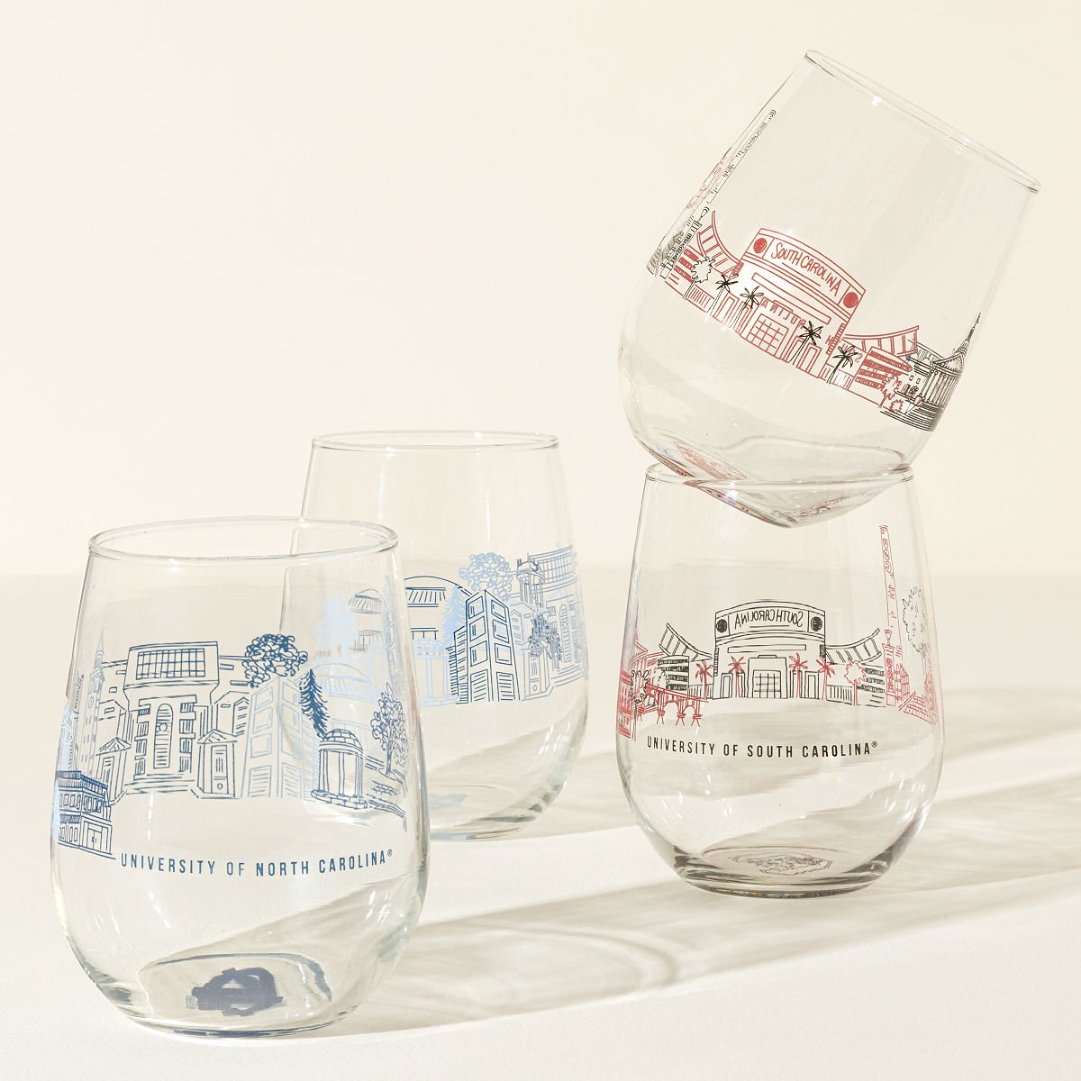 College Cityscape Wine Glasses – Set of 2