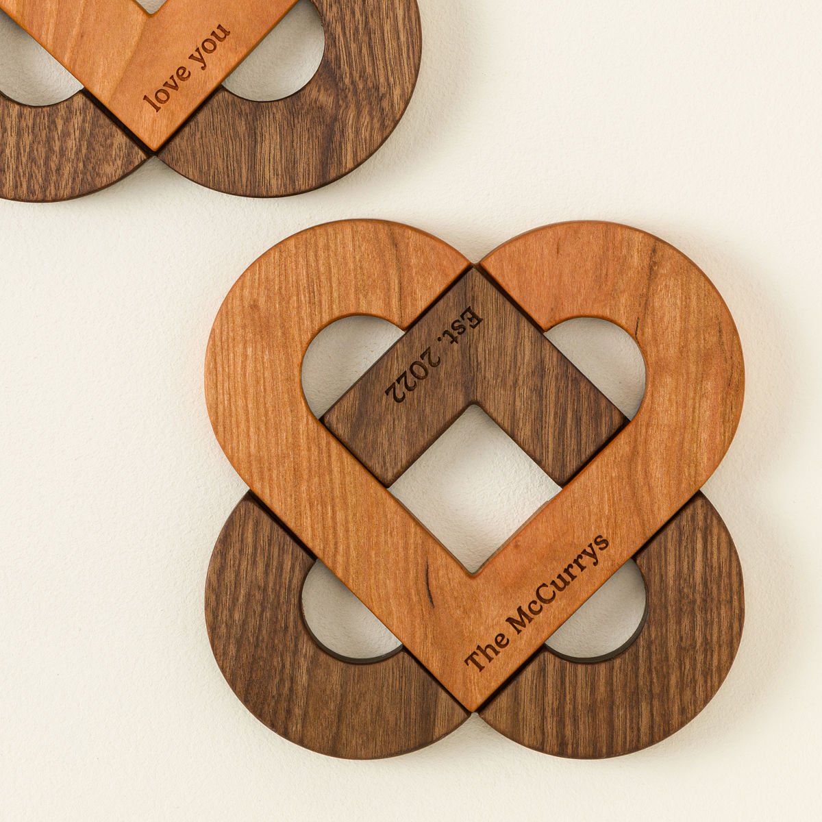 Personalized Interlocking Hearts Trivet Set