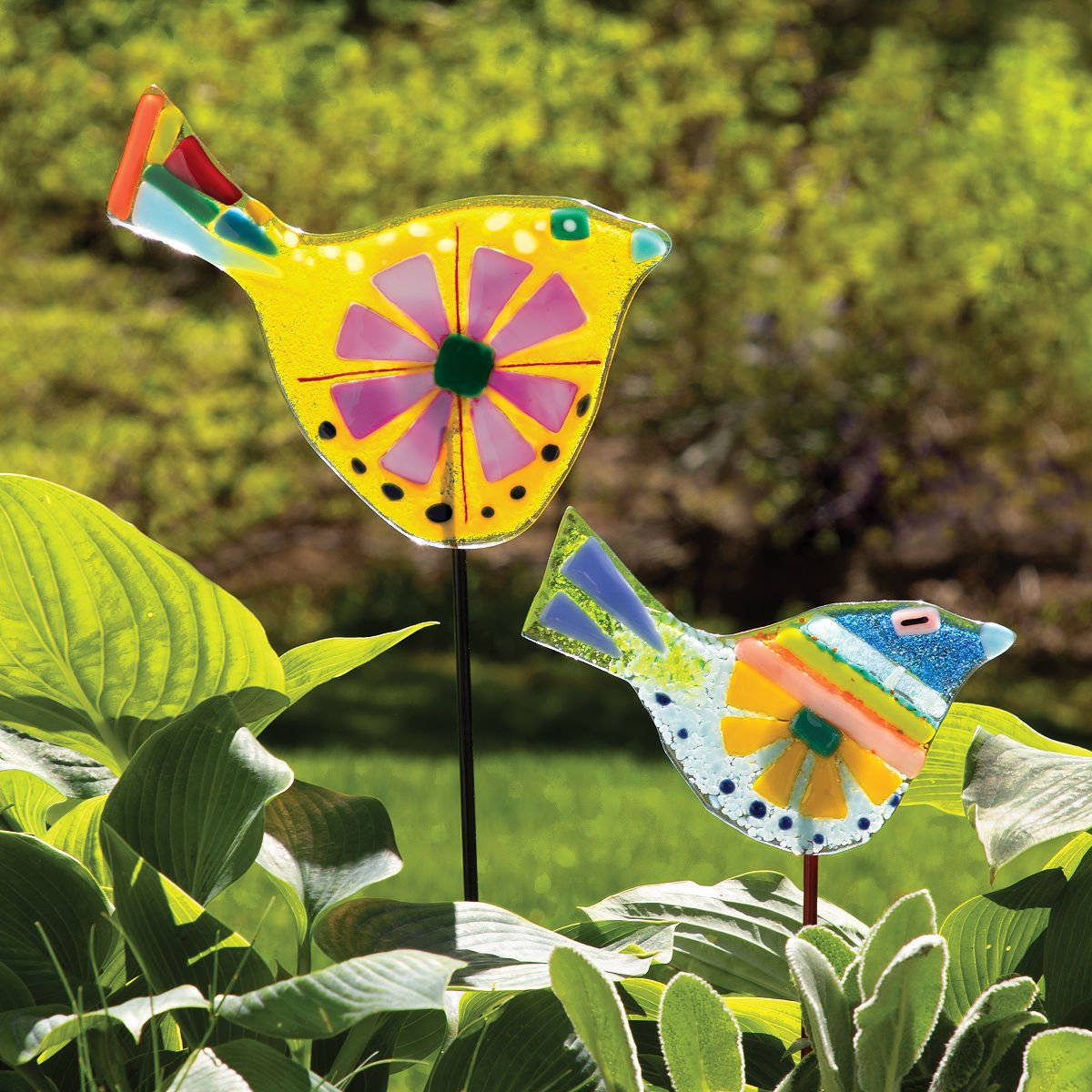 Handmade Glass Garden Stakes – Bird
